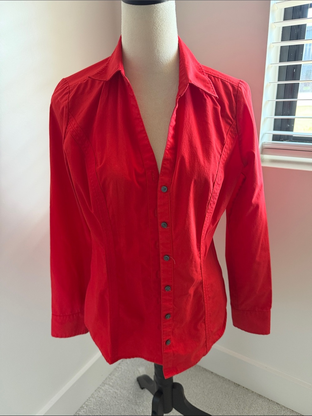 Express Women's Red Button-Down Collared Shirt